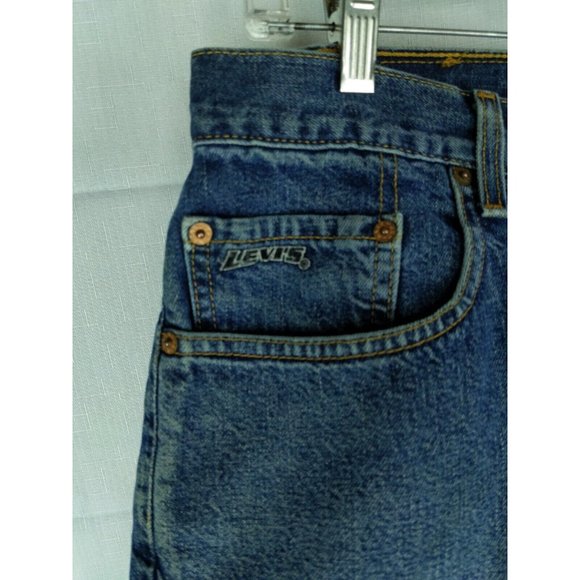 Vintage Levi's Baggy Fit Men's Jean Shorts Size 33 90s Blue Dirty Wash Denim - Picture 7 of 10